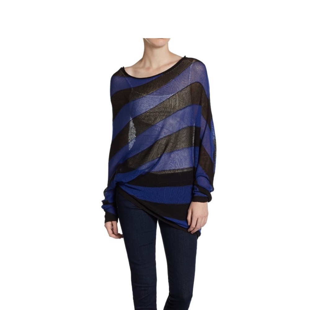 BCBG Black and Blue Striped Sweater